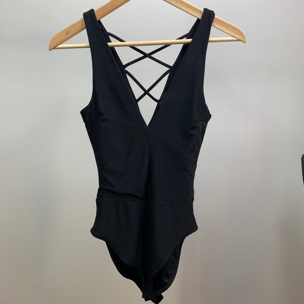 aqua // deep v-neck body suit